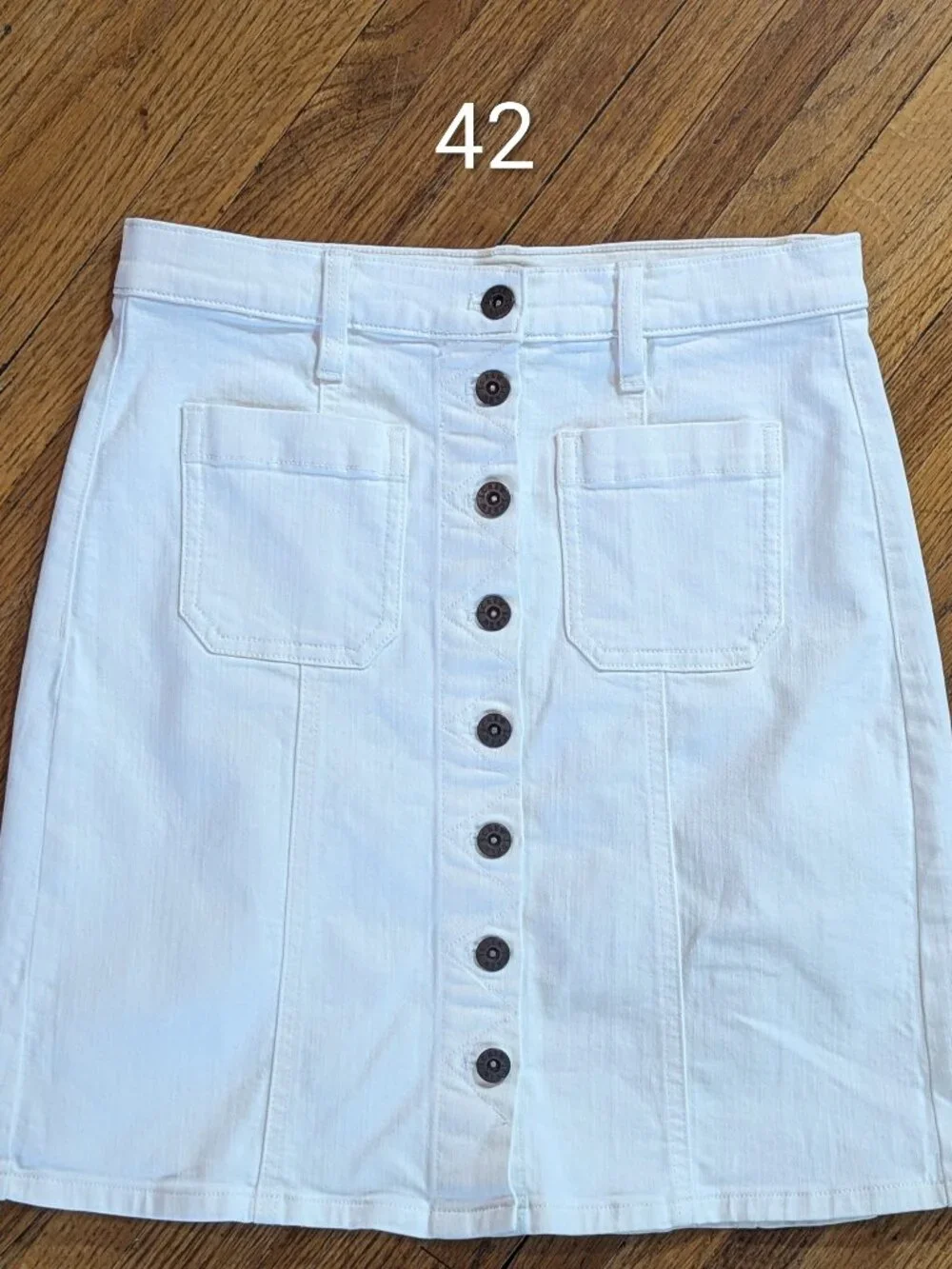 J Crew White Denim Skirt with Buttons - Size 2